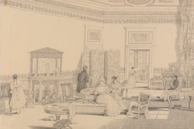Album med 30 vyer i Tyrolen och Italien: Drawing Room, Casino Pecori 12 oktober 1841 av Sir Charles D