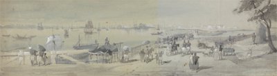 Allmän utsikt över Calcutta, från ingången till vattenporten i Fort William av Sir Charles DOyly