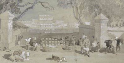 Kontoret för Sudder Board of Revenue från Kyd Street - Calcutta av Sir Charles D