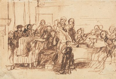 Skiss för "Att läsa testamentet" av Sir David Wilkie