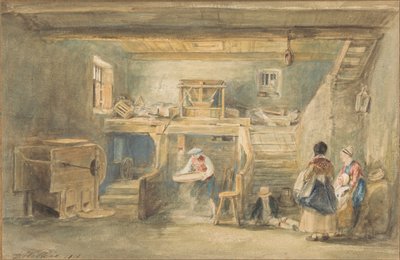 Interiören av Pitlessie Mill med en man som siktar majs av Sir David Wilkie