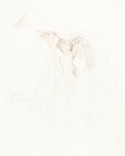 Två flickor under en mantel av Sir David Wilkie