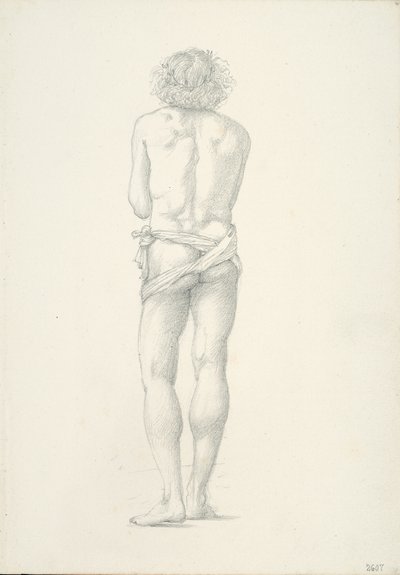 Bakifrån av stående manlig naken av Sir Edward Burne Jones