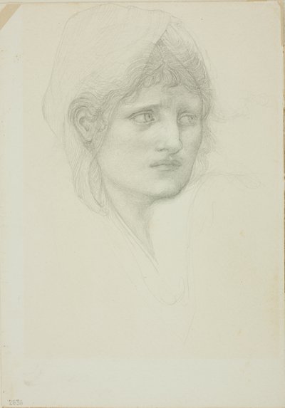 Draperat huvud, ögon blickar åt höger av Sir Edward Burne Jones