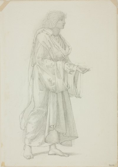 Draperad stående mansfigur av Sir Edward Burne Jones