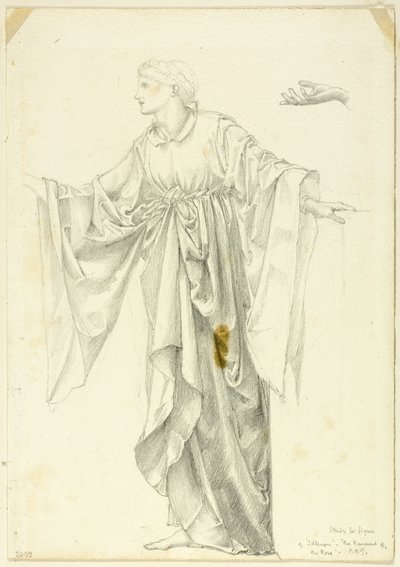 Studie till figur av "sysslolöshet" - Rosens Romaunt av Sir Edward Burne Jones
