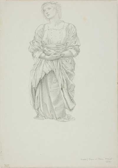 Studie till "Venus spegel": Knäböjande kvinnofigur av Sir Edward Burne Jones