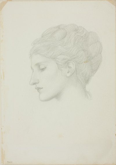 Kvinnohuvud i profil till vänster av Sir Edward Burne Jones