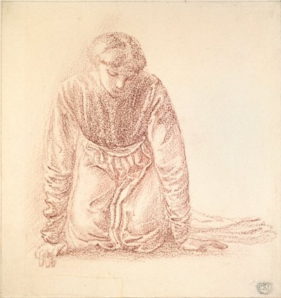 Knästående figur av en kvinna, sent 1800-tal av Sir Edward Coley Burne Jones