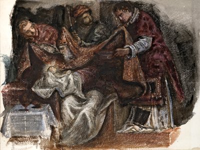 Studie från Tintorettos omskärelse i Scuola Grande di San Rocco, 1862 av Sir Edward Coley Burne Jones