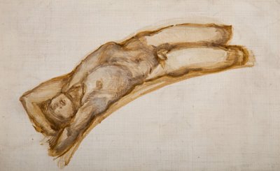 Wheel of Fortune - Manlig naken - Nude Study of a Slave, 1882. av Sir Edward Coley Burne Jones