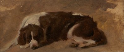 En spaniel som ligger ner av Sir Edwin Henry Landseer