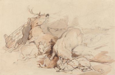 Hundar och jägare som attackerar rådjur av Sir Edwin Henry Landseer
