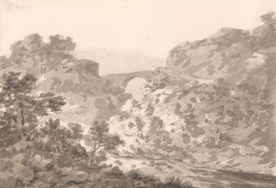 Bro över ström, norra Wales av Sir George Howland Beaumont seventh Baronet