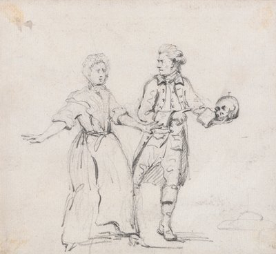 Två figurer med en skalle av Sir George Howland Beaumont seventh Baronet