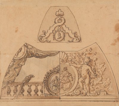 Design för en takdekoration (med en papegoja) av Sir James Thornhill