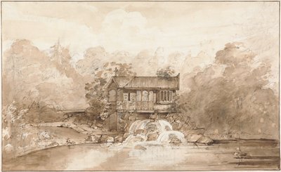 Design för Hermitage, Virginia Water (penna och brunt bläck över grafit med tvätt på papper) av Sir Jeffry Wyatville