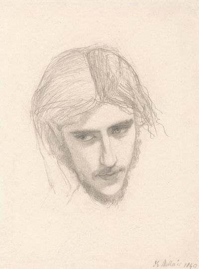 Studie för chefen för Ferdinand i "Ferdinand Lured by Ariel" av Sir John Everett Millais