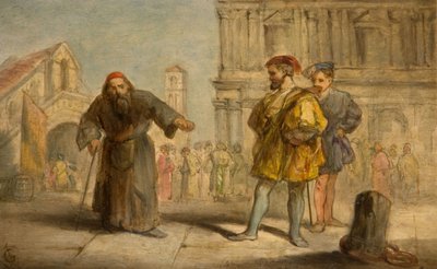 Scen från Shakespeares The Merchant of Venice, 1865. av Sir John Gilbert