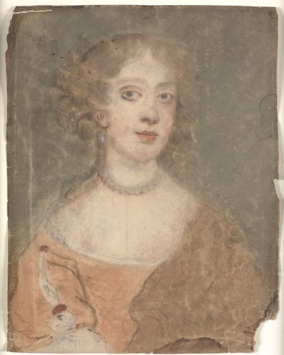 Huvud och axlar porträtt av en dam av Sir Peter Lely