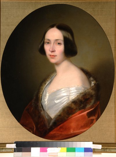 Porträtt av grevinnan Louise Trofimovna Golitsyna (1810-1887), född Baranova - Målning av Sandor Kozina (1808-1873), olja på duk (68x55 cm), tidigt 1840 - Porträtt av grevinnan Louise Trofimovna Golitsyna, Olja på duk av Sandor, Början av 1840-talet) S av Sándor Kozina