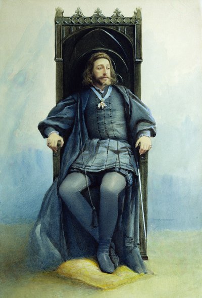 Storhertig Konstantin Konstantinovich som Hamlet i teaterpjäsen av William Shakespeare den 21 februari 1899, 1899 av Sofia Ivanovna Kramskaya
