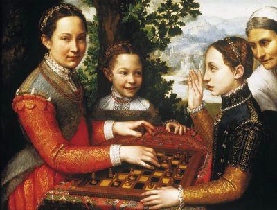 The Chess Game (Porträtt av konstnärens systrar som spelar schack). av Sofonisba Anguissola