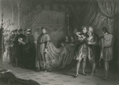 Grälet om Wolsey och Buckingham, kung Henrik VIII av Solomon Alexander Hart