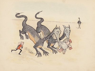 Illustration till Little Twin Dragons av S Rosamond Praeger (färglitografi) av Sophia Rosamond Praeger