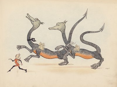 Illustration till Little Twin Dragons av S Rosamond Praeger (färglitografi) av Sophia Rosamond Praeger