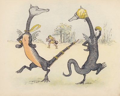 Illustration till Little Twin Dragons av S Rosamond Praeger (färglitografi) av Sophia Rosamond Praeger
