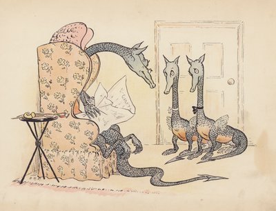 Illustration till Little Twin Dragons av S Rosamond Praeger (färglitografi) av Sophia Rosamond Praeger