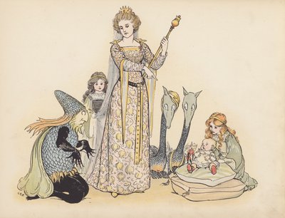 Illustration till Little Twin Dragons av S Rosamond Praeger (färglitografi) av Sophia Rosamond Praeger
