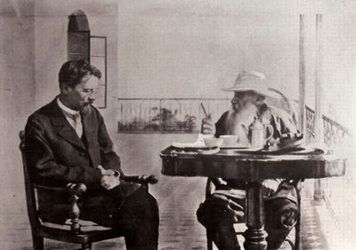 Leo Tolstoj och Anton Tjechov, ryska författare, 1902 av Sophia Andreevna Tolstaya