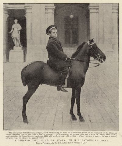 Alfonso XIII, kung av Spanien, på sin favoritponny av Spanish Photographer