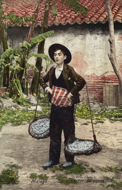 Fiskförsäljare, Malaga, Spanien (färgfoto) av Spanish Photographer