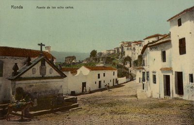 Fontänen med de åtta utloppen, Ronda, Spanien (färgfoto) av Spanish Photographer