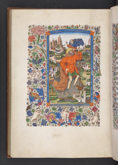 Lägg till MS 50004 f.64v Saint Christopher som bär Kristusbarnet, 