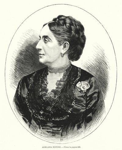 Adelaide Ristori, italiensk skådespelerska (litho) av Spanish School