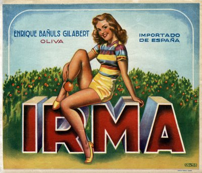 Annonsbild "" Irma"" för apelsiner från Valencia i Spanien av Spanish School