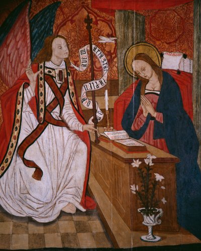 Bebådelse, panel från kyrkan San Andres of Tortura, sent 1400-tal - början av 1500-talet (målat trä) av Spanish School
