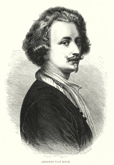 Anthony van Dyck, flamländsk konstnär (litho) av Spanish School