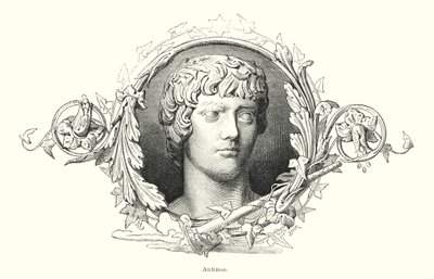 Antinös, bitnisk grekisk ungdom och favorit hos den romerske kejsaren Hadrianus (litho) av Spanish School