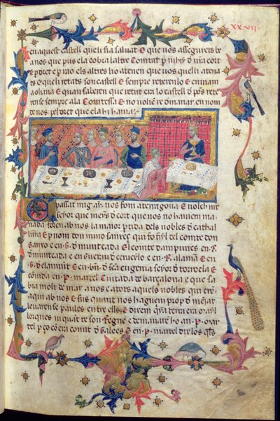Bankett given av fader Martell för James I (1208-76) i Tarragona 1228 där erövringen av Balearerna överenskoms, från 