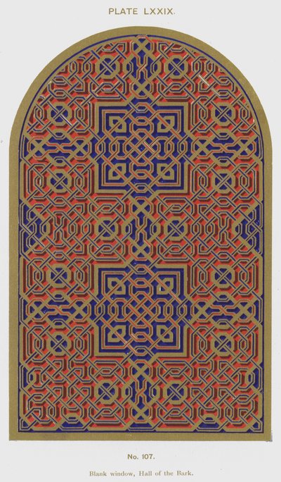 Blankt fönster, Hall of the Bark (färg litho) av Spanish School
