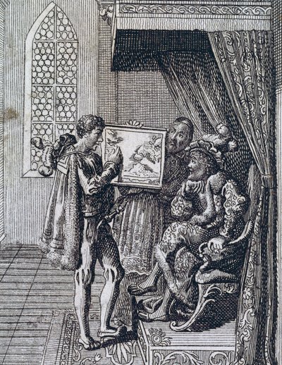 Christopher Columbus erbjuder sina tjänster till kungen av Portugal av Spanish School