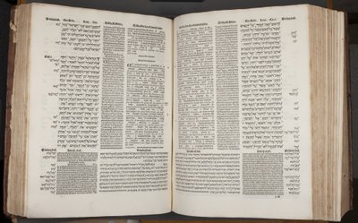 Complutensian Polyglot Bible, tryckt av Arnao Guillen de Brocar (gravyr) av Spanish School
