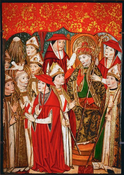 Invigning av en påve (olja på trä) av Spanish School