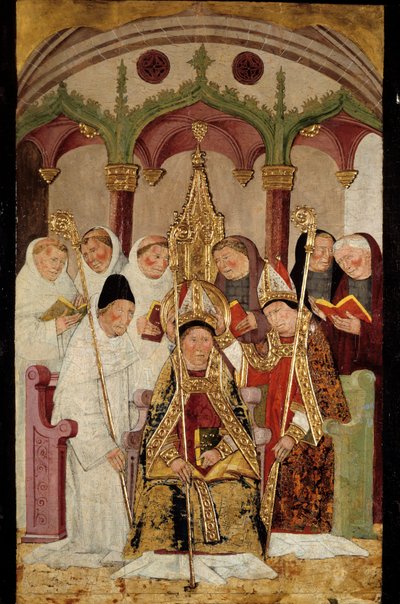 Invigning av en festmålning på trä från Spanska skolan. Bayonne från 1400-talet, Bonnat-museet av Spanish School