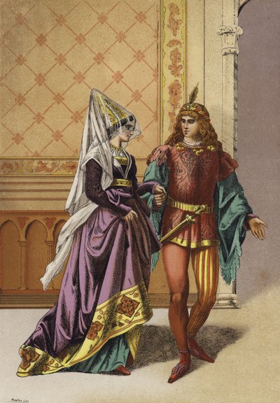 Europeisk adelsdam och sångare, 1400-talet av Spanish School